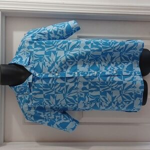 Free Assembly Men's Tropical Blue Casual Shirt, M